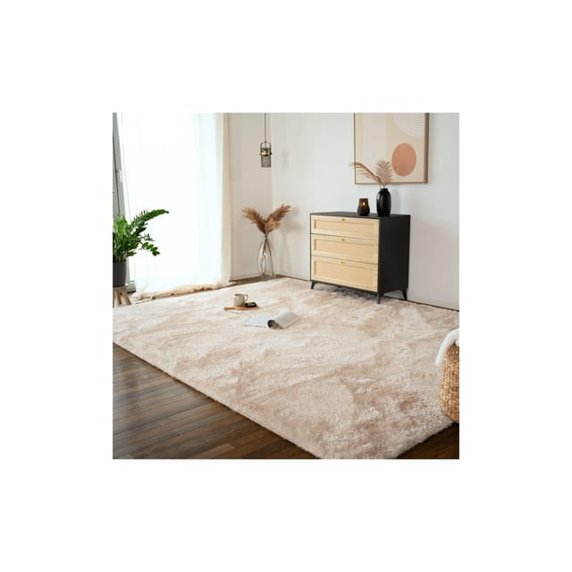HOME DELUXE Hochflor Teppich SOFI 110x60 cm, Versch. Ausführungen - beige