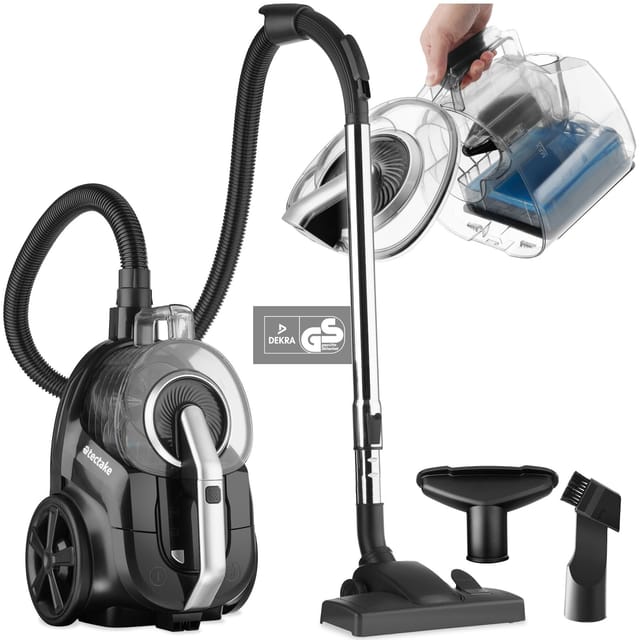 tectake® Staubsauger, 900 W, beutellos, HEPA-Filter, 3 l Staubbehälter, 43 x 27 x 88 - 117 cm