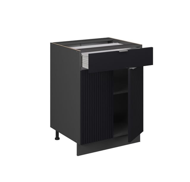 Vicco Schubunterschrank Fame-Line Anthrazit Schwarz gestreift 60 cm ohne Arbeitsplatte
