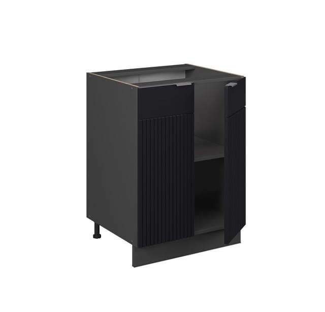 Vicco Unterschrank Fame-Line Anthrazit Schwarz gestreift 60 cm ohne Arbeitsplatte