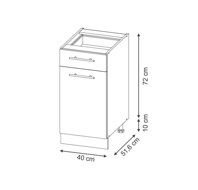 Vicco Schubunterschrank Fame-Line Weiß Hellblau-Grau gerahmt 40 cm ohne Arbeitsplatte
