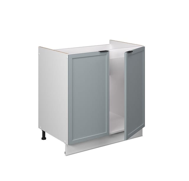 Vicco Spülenunterschrank Fame-Line Weiß Hellblau-Grau gerahmt 80 cm ohne Arbeitsplatte