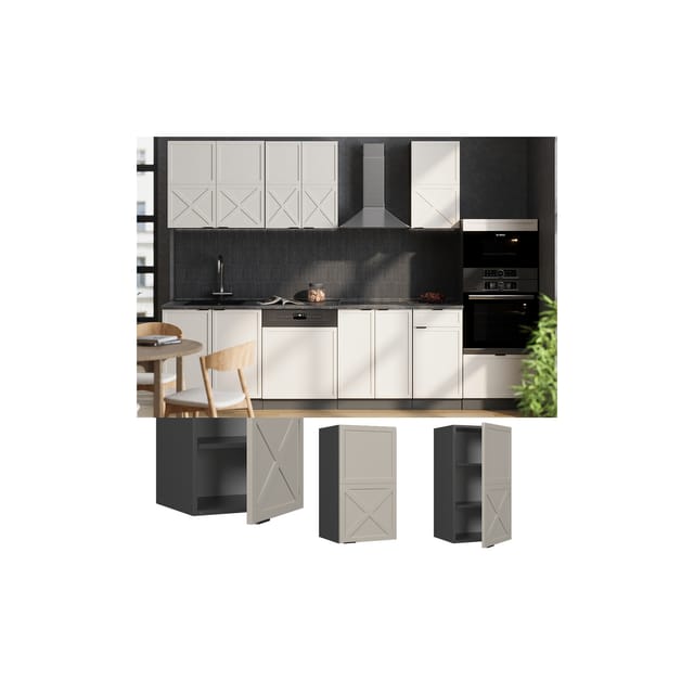 Vicco Hängeschrank Fame-Line Anthrazit Grau-Beige gerahmt 40 cm