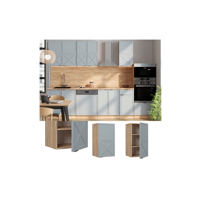 Vicco Hängeschrank Fame-Line Eiche Hellblau-Grau gerahmt 40 cm