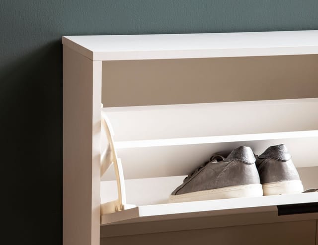 Schuhschrank FineBuy Schuhkipper Garderobe Weiß Schuhkommode Flurschrank Modern