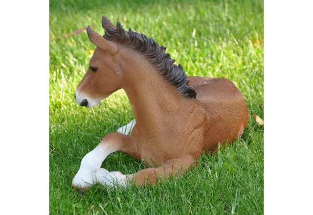Dazikemo Dekofigur Gartenfigur Statue liegendes Pferd