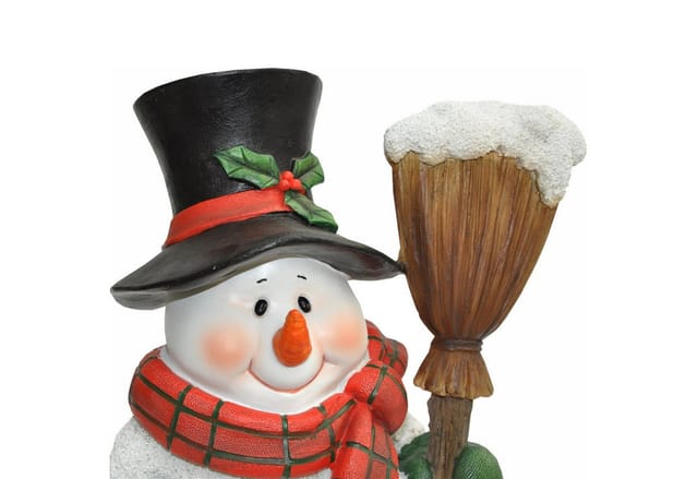 Dazikemo Dekofigur Gartenfigur Schneemann mit Besen