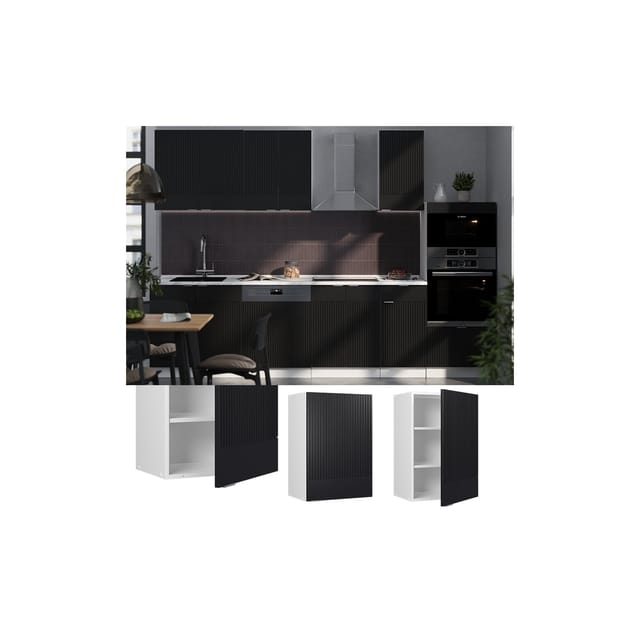 Vicco Hängeschrank Fame-Line Weiß Schwarz gestreift 50 cm