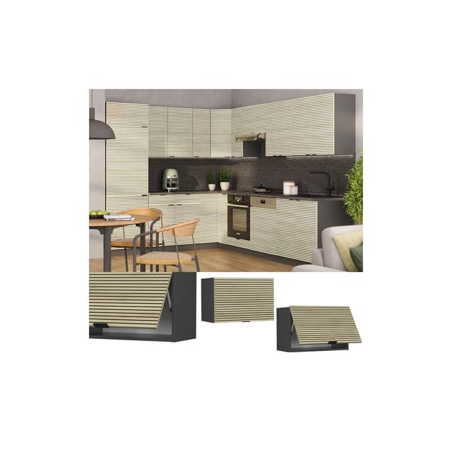 Vicco Hängeschrank Fame-Line Anthrazit Eiche gefräst 60 cm flach