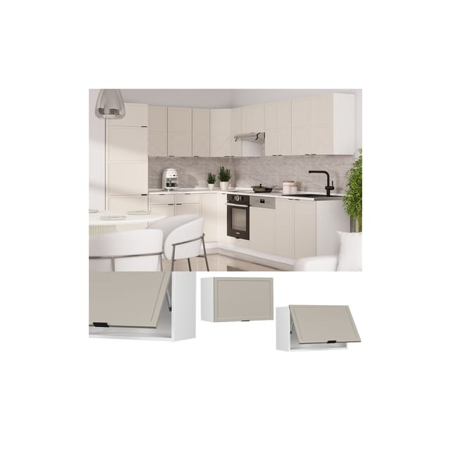 Vicco Hängeschrank Fame-Line Weiß Grau-Beige gerahmt 60 cm flach