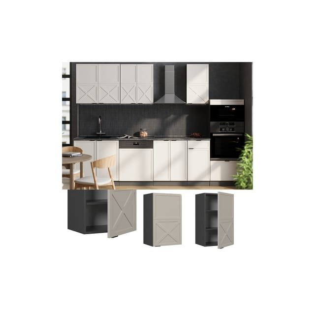Vicco Hängeschrank Fame-Line Anthrazit Grau-Beige gerahmt 45 cm