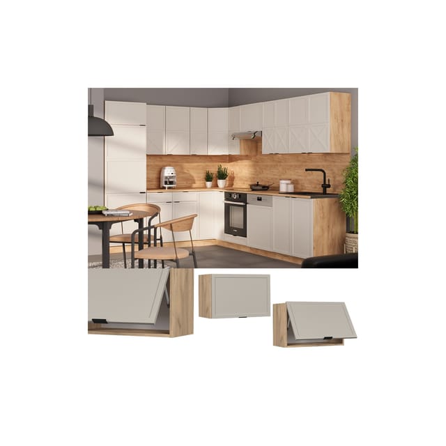 Vicco Hängeschrank Fame-Line Eiche Grau-Beige gerahmt 60 cm flach