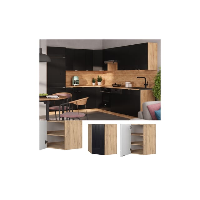 Vicco Eckhängeschrank Fame-Line Eiche Schwarz gestreift 57 cm