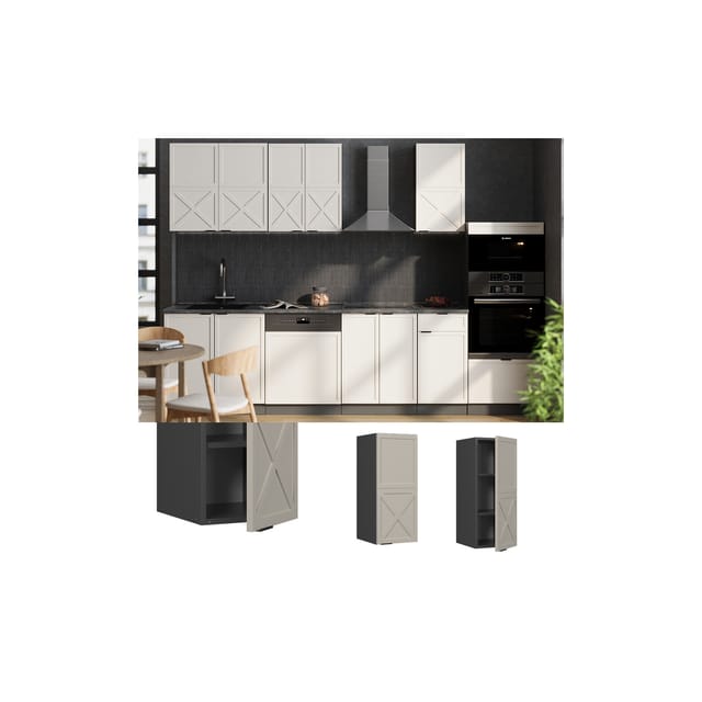Vicco Hängeschrank Fame-Line Anthrazit Grau-Beige gerahmt 30 cm