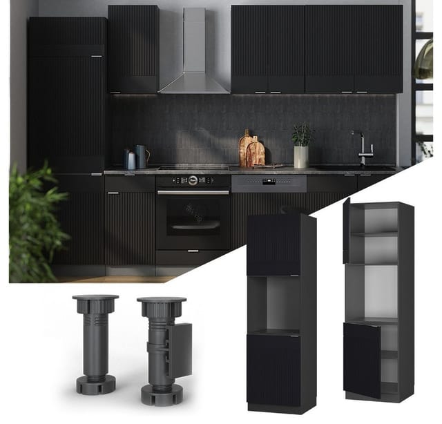 Vicco Vorratsschrank Fame-Line Anthrazit Schwarz gestreift 60 cm 2 Türen
