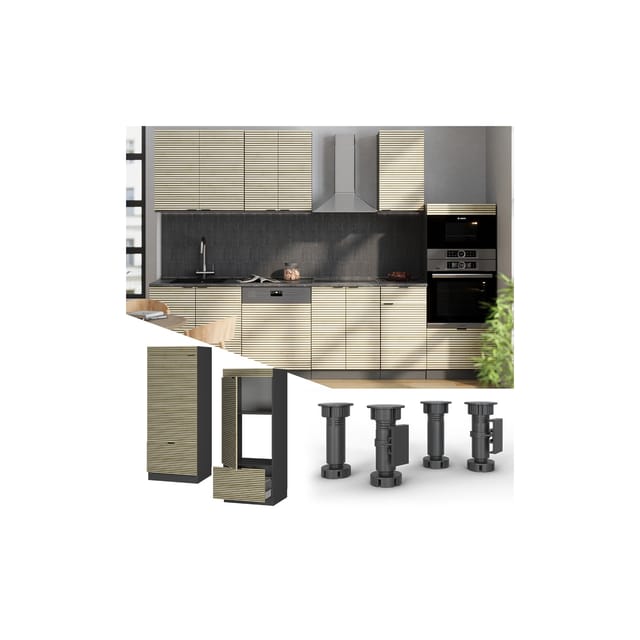 Vicco Mikrowellenschrank Fame-Line Anthrazit Eiche gefräst 60 cm mit Schublade & Tür
