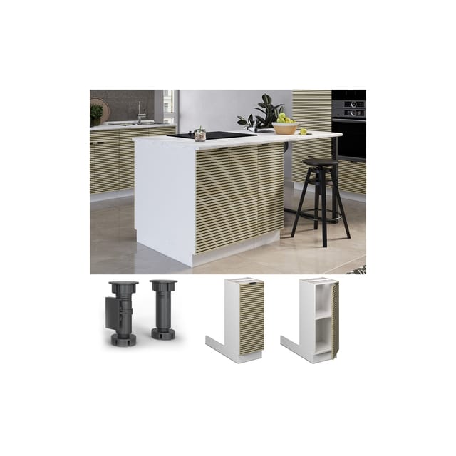 Vicco Regalinselunterschrank Fame-Line Weiß Eiche gefräst 30 cm