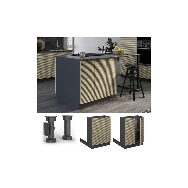 Vicco Regalinselunterschrank Fame-Line Anthrazit Eiche gefräst 60 cm
