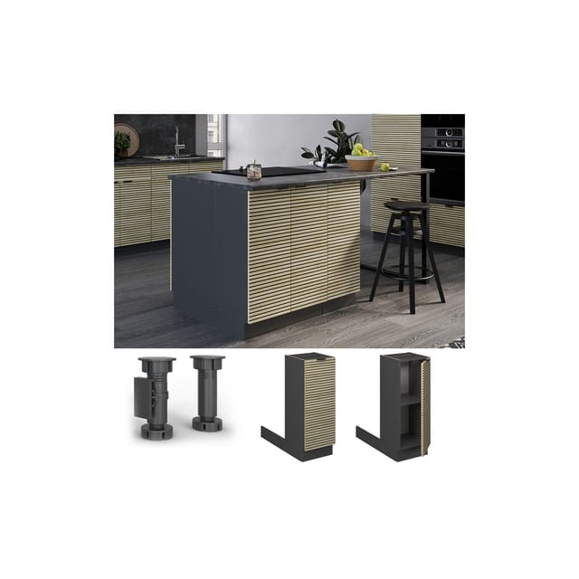 Vicco Regalinselunterschrank Fame-Line Anthrazit Eiche gefräst 30 cm
