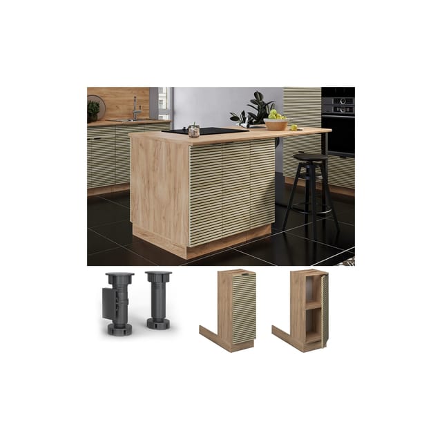 Vicco Regalinselunterschrank Fame-Line Eiche gefräst 30 cm