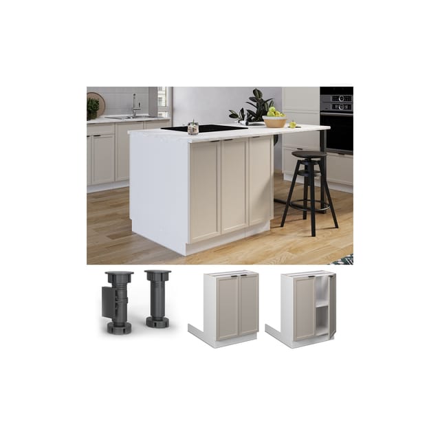 Vicco Regalinselunterschrank Fame-Line Weiß Grau-Beige gerahmt 60 cm