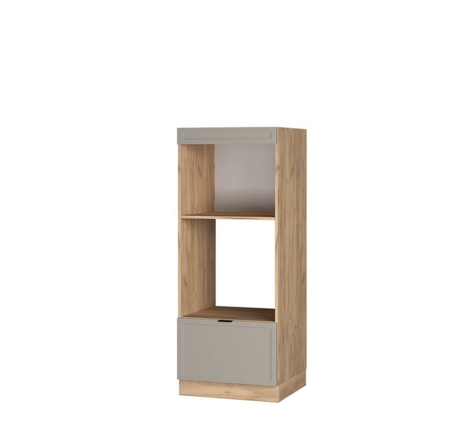 Vicco Mikrowellenschrank Fame-Line Eiche Grau-Beige gerahmt 60 cm mit Schublade
