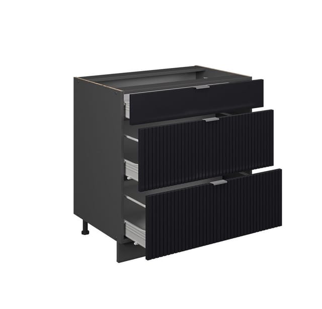 Vicco Schubladenunterschrank Fame-Line Anthrazit Schwarz gestreift 80 cm ohne Arbeitsplatte