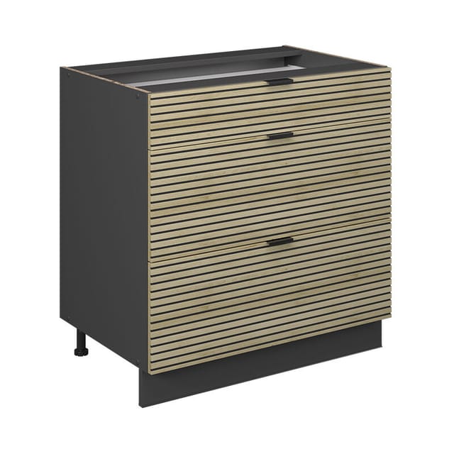 Vicco Schubladenunterschrank Fame-Line Anthrazit Eiche gefräst 80 cm ohne Arbeitsplatte