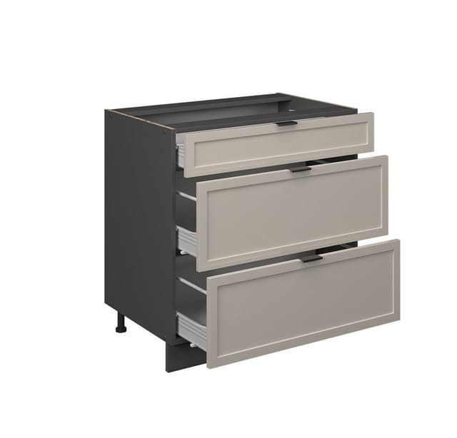 Vicco Schubladenunterschrank Fame-Line Anthrazit Grau-Beige gerahmt 80 cm ohne Arbeitsplatte