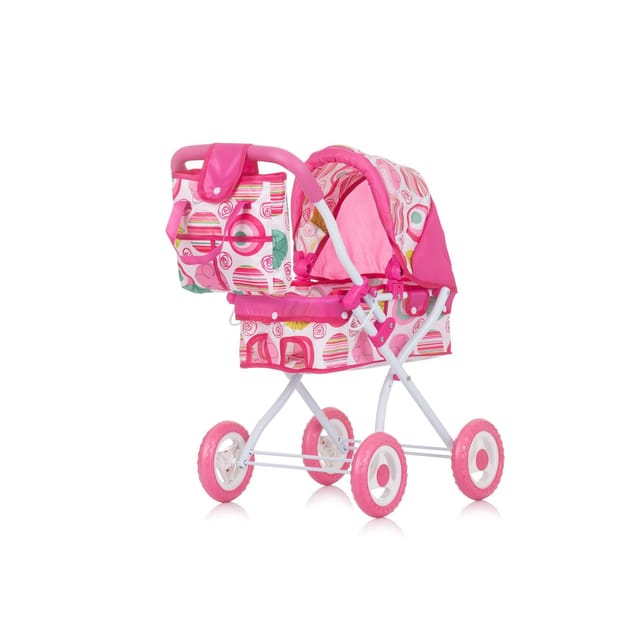 Chipolino Puppenwagen Emily Tasche, Sonnendach verstellbar, zusammenklappbar rosa pink