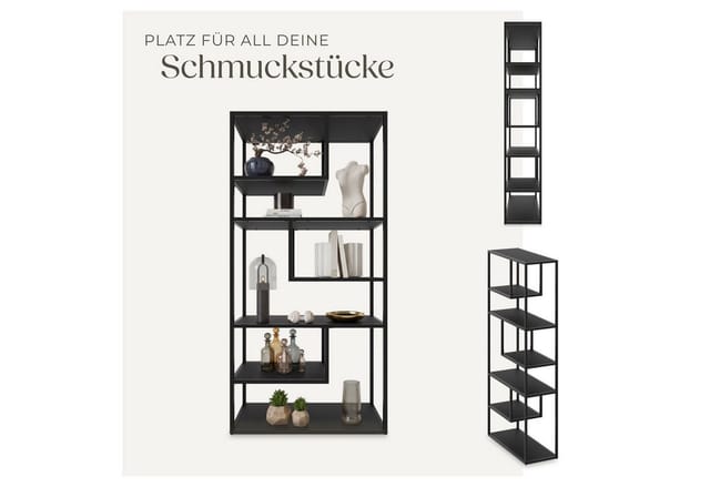 tectake® Standregal , Industrial Look, mit 6 Fächern, inklusive Kippschutz, 85 x 35 x 188 cm