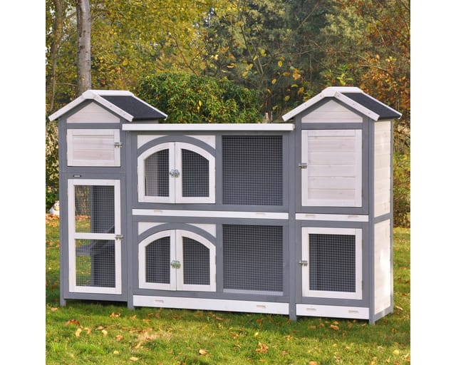 Nanook XXL Kleintierstall grau weiß 189x43x127 cm
