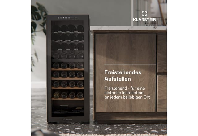 Bovella 36 Duo+ Weinkühlschrank 2-in-1 36 Flaschen 2 Zonen 7 Regale Touch Schwarz 36 Flaschen 2 Kühlzonen