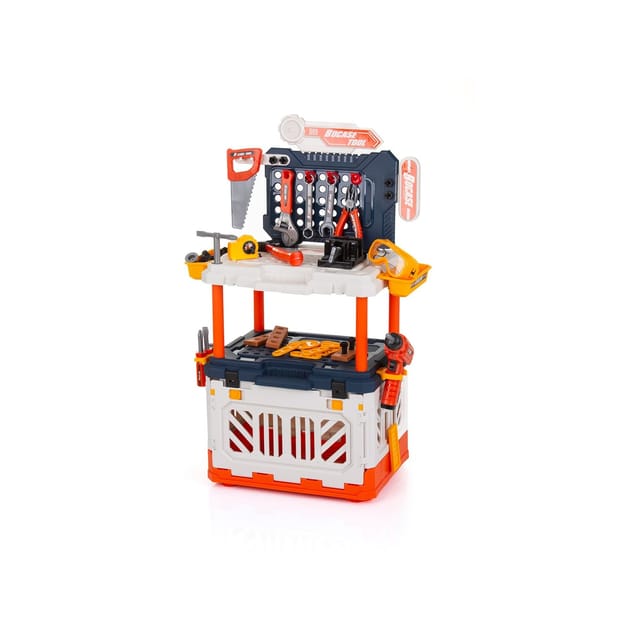 Chipolino 4 in 1 Kinder-Werkbank, 90-teiliges Spielwerkzeugset, Lichteffekte bunt