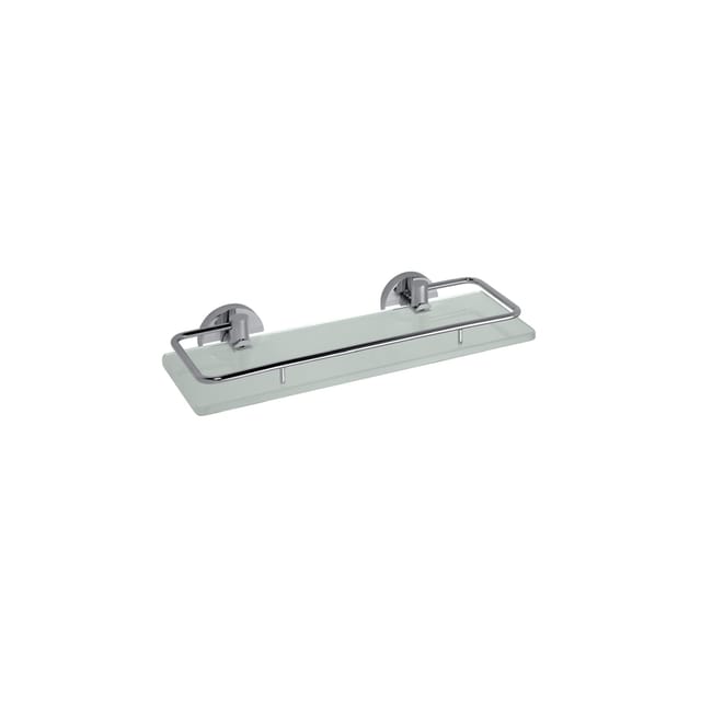 Brillantbad BOMEGA Glasablage Messing Chrom poliert Milchglas 300x55x130 mm für Bad & Küche >> zum Bohren