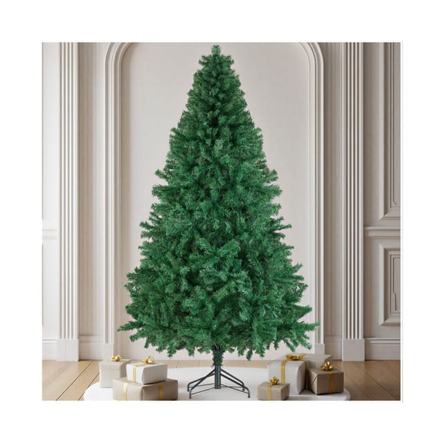 tectake® Weihnachtsbaum , künstlich in Grün, mit dichten Nadeln, formbar mit viel Volumen, pulverbeschichteter Metallständer mit Kunststoffkappen
