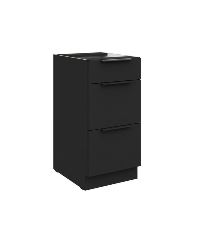 Küchen Unterschrank 40 cm SIENA Schwarz Vollauszug Soft-Close Küche Küchenzeile