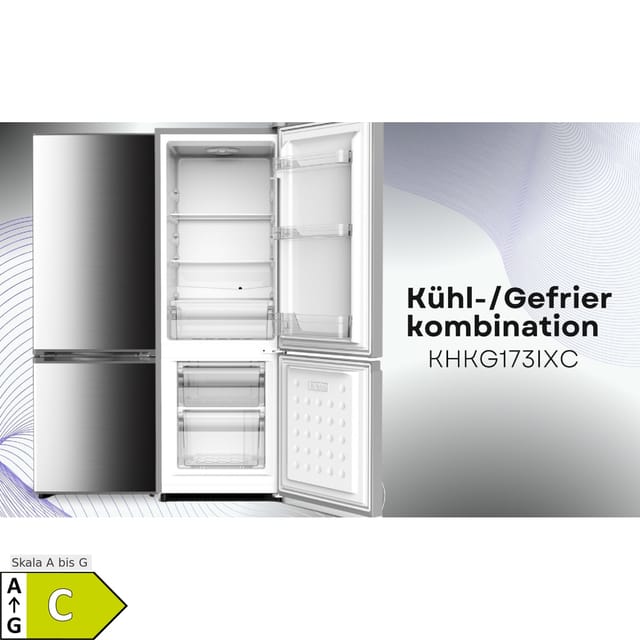 PKM Kühl Gefrierkombination KHKG173IXC Inox 161 L LED