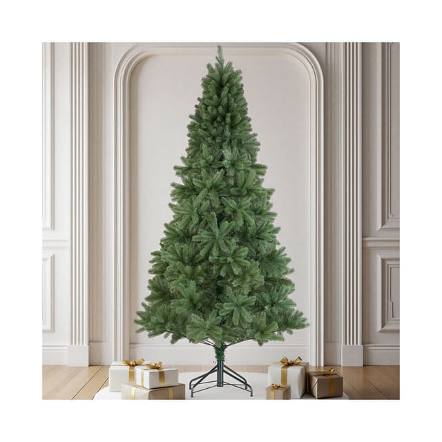 tectake® Weihnachtsbaum, künstlich in Grün, mit Spritzgussnadeln, formbar mit viel Volumen, pulverbeschichteter Metallständer mit Kunststoffkappen