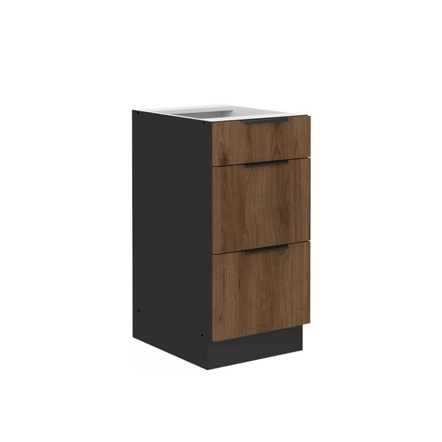 Küchen Unterschrank 40 cm Küche MONZA Okapi Nußbaum Soft-Close Küchenzeile