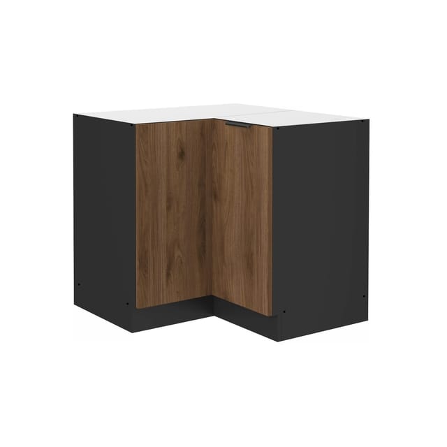 Küchen Eckunterschrank 90x90 cm Küche MONZA Okapi Nußbaum Küchenzeile