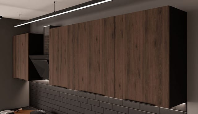 Küche SIENA + MONZA BASIC 280 cm Küchenzeile Küchenblock Einbauküche Nussbaum