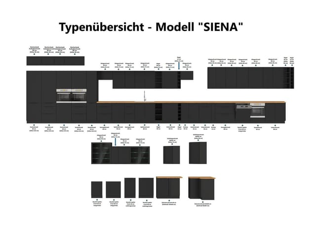 Küchen Spülenunterschrank 80 cm Küche ARONA Kaschmir beige Schwarz Küchenzeile