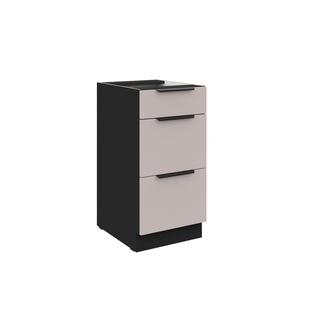 Küchen Unterschrank 40 cm Küche ARONA Kaschmir beige Soft-Close Küchenzeile