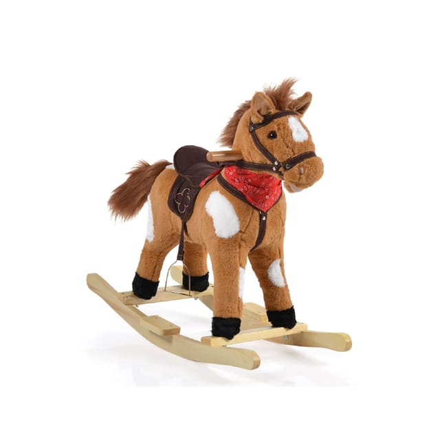 Babyshoppen Schaukelpferd Thunder WJ-302, Plüsch Sound, Kufen, Rollen, Sattel