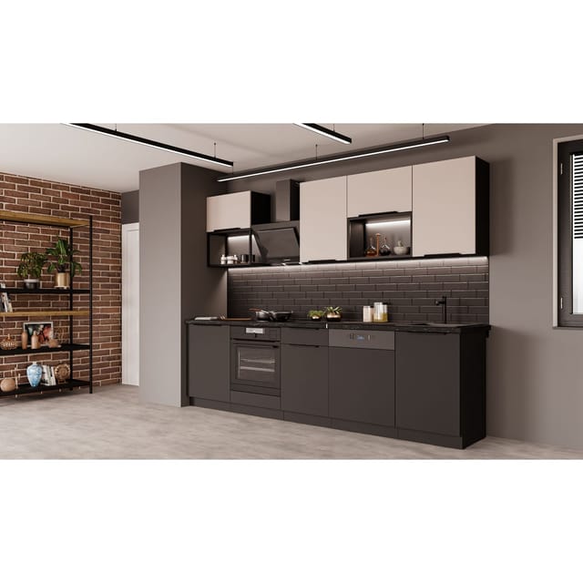 Küche SIENA + ARONA BASIC LOFT 280 Küchenzeile Küchenblock Einbauküche Kaschmir