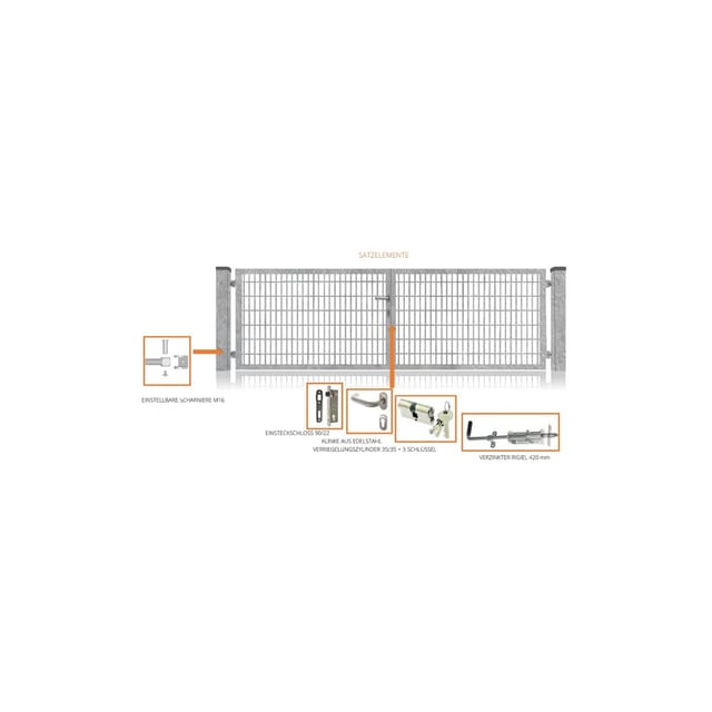Fa-Bausysteme Doppelflügeltor Verzinkt 4500 x 2000 mm