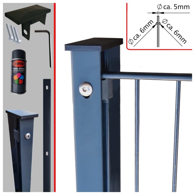Fa-Bausysteme Doppelstabzaun Anthrazit 6-5-6 Leiste 830 mm 10 m
