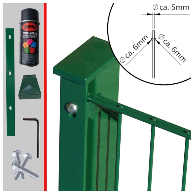 Fa-Bausysteme Doppelstabzaun Moosgrün 6-5-6 Leiste 1630 mm 2,5 m