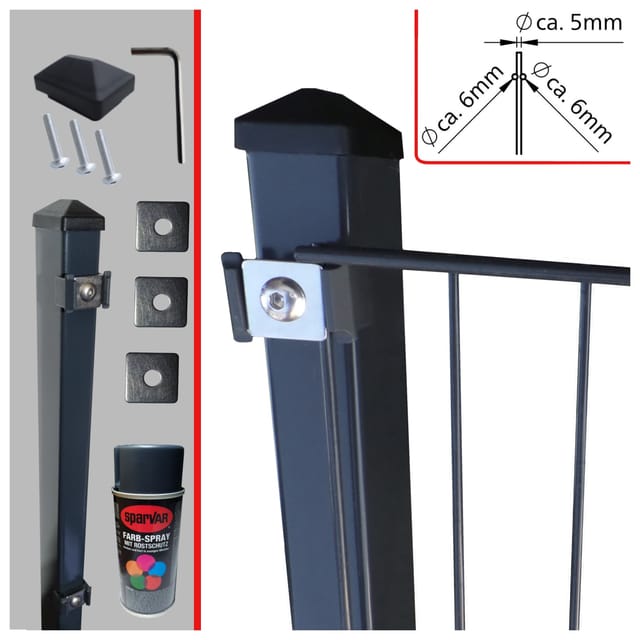 Fa-Bausysteme Doppelstabzaun Anthrazit 6-5-6 Plättchen 1030 mm 7,5 m